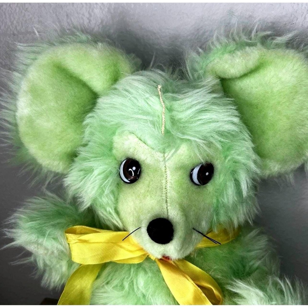 Vintage 50s Rushton Green Plush Mouse 18" Yellow Ribbon‎ Atlanta, GA HTF - Picture 3 of 7